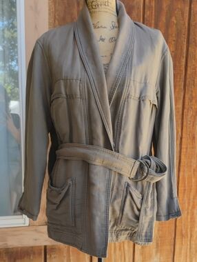 Free People Lightweight Olive Utility Jacket with Belt
